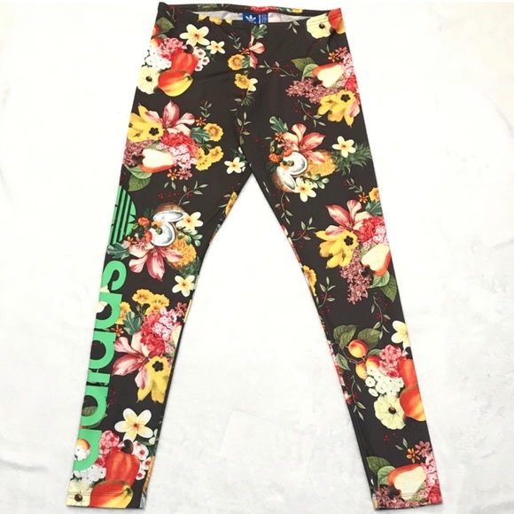 adidas Pants - Adidas Originals Farm Hawaii Tropical Fruit Green Logo Athletic Pants Leggings
